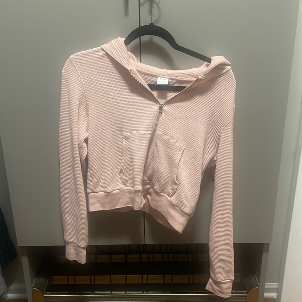 Waffle zip up with hoodie by TNA aritzia